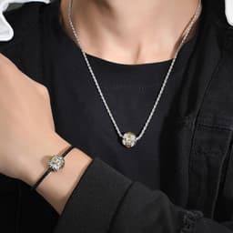 image-Huayoule 9-Char DIY Copper Pendant Necklace, Retro Vintage Style, Leather Strap