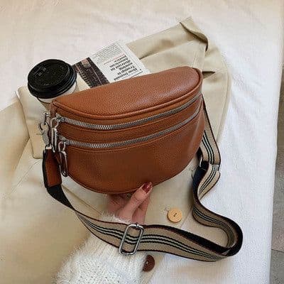 image-PU Shoulder Bag - Brown Crossbody Messenger Bag