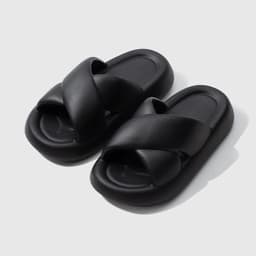 image-Women's EVA Slippers - Pink Cross Strap Thick Sole Sandals