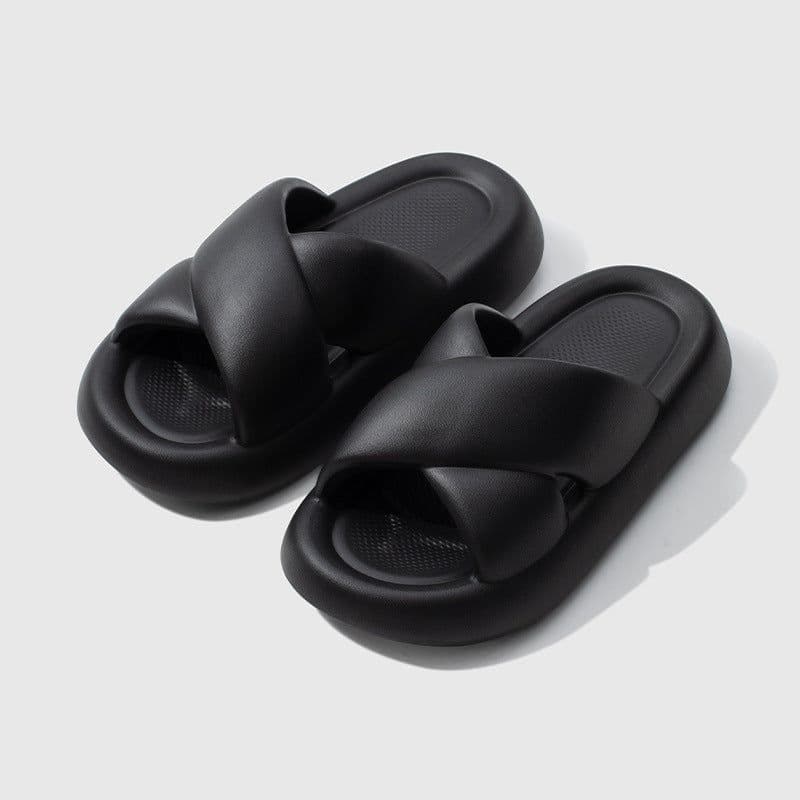 image-Women's EVA Slippers - Pink Cross Strap Thick Sole Sandals