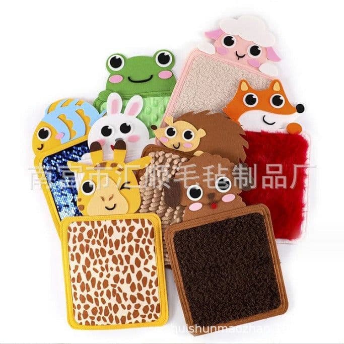 image-Autistic infants and young children hand-eye exercise early education puzzle animal skin cognitive texture hair touch sensory mat