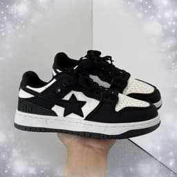 image-Dai Lulang Sneakers - Black/White Star Chic Sports Shoes, Unisex, Low Top, 44, TPR Sole
