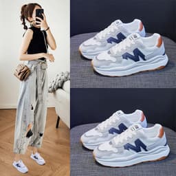 image-Women's Platform Sneakers - White Mesh Breathable Casual Shoes