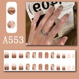 image-Summer fresh, sweet and cool style manicure, wearable nail pieces, French line blending, removable fake nail pieces, finished products wholesale