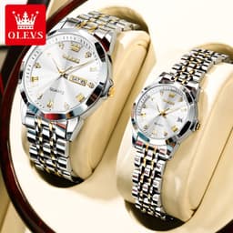 image-OLEVS Couple Watches Stainless Steel Quartz 30M