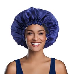 image-Satin Shower Cap - Deep Purple, Elastic, Unisex, One Size, Popular in Europe and America