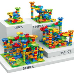 image-Large Particle Building Blocks Track Toy - DIY Ball Run 88pcs