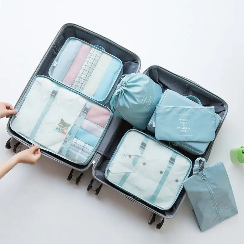image-Travel Storage Organizer 7-Piece Set - Dark Blue