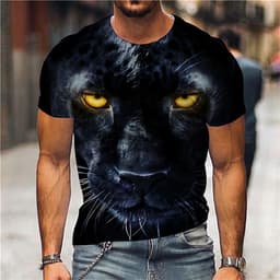 image-European & American 3D Lion Print Men's T-shirt, Short Sleeve, 6XL Comfortable