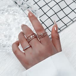 image-European and American cross-border stacked style niche design hollow zircon open ring set light luxury simple personality ring