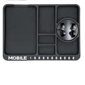 image-Car Anti-Slip Mat with Mobile Phone Holder, Dashboard Storage, Black