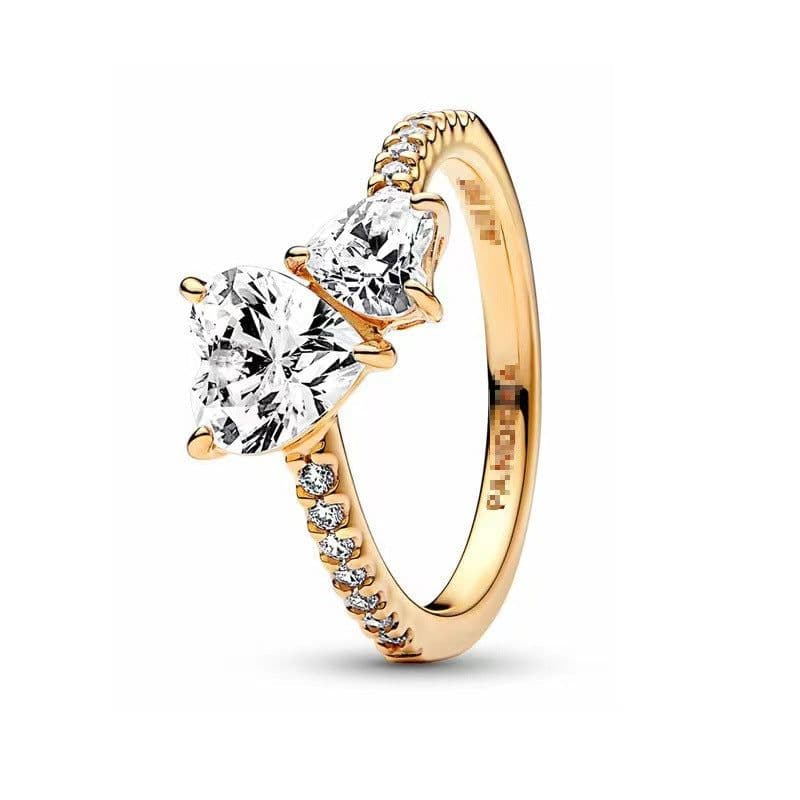 image-Pan's new ring white copper plated silver full diamond rose gold ring exclusive for women cross-border