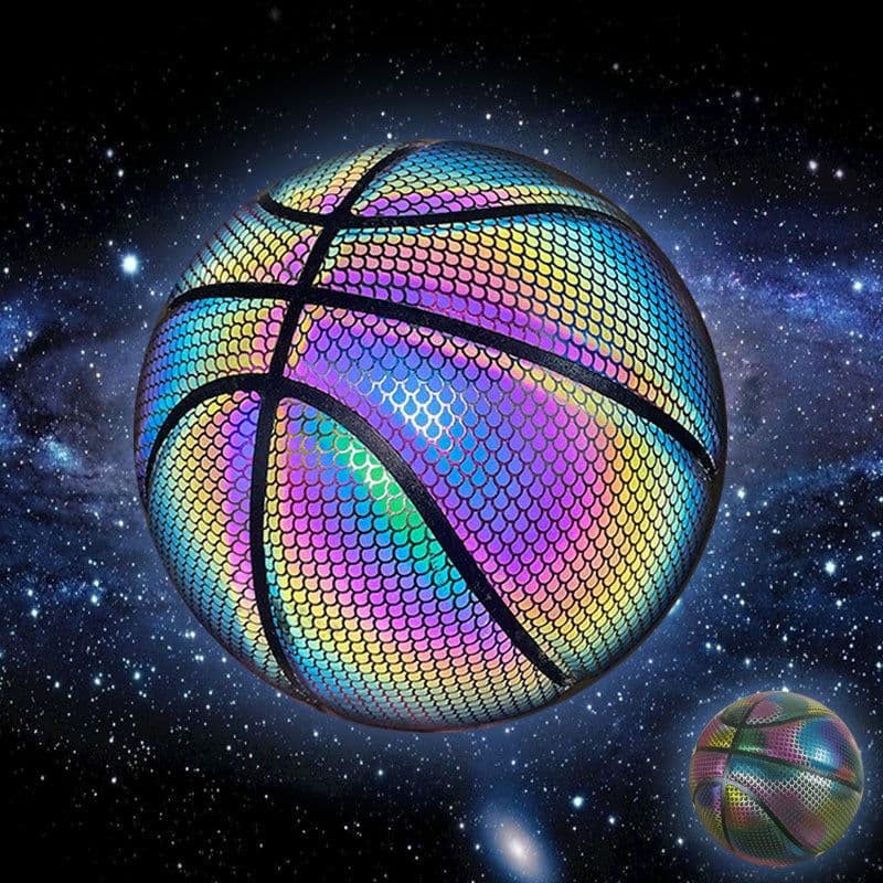 image-Reflective Basketball Shoes - Outdoor/Indoor Wear-Resistant PU Cool Glow Vibrato Adults
