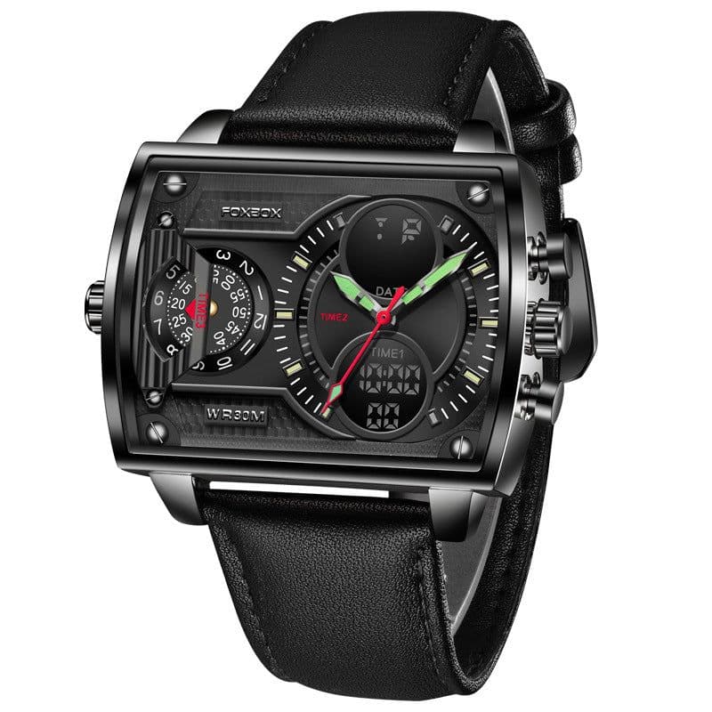 image-FOXBOX Quartz Watch Men 47mm Rectangle Mesh Silver