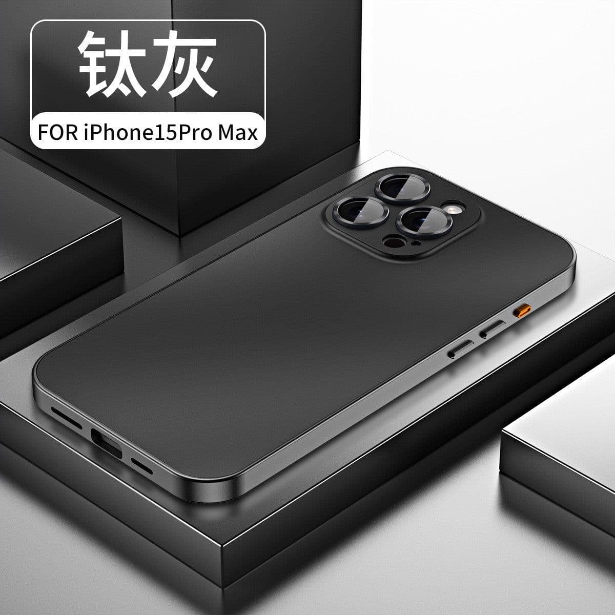 image-Magnetic iPhone 15 Pro Max Phone Case - Titanium Gray Metal with Lens Film