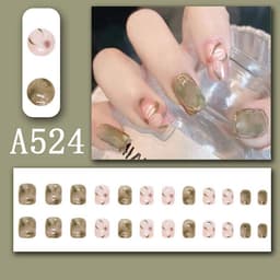 image-Summer fresh, sweet and cool style manicure, wearable nail pieces, French line blending, removable fake nail pieces, finished products wholesale
