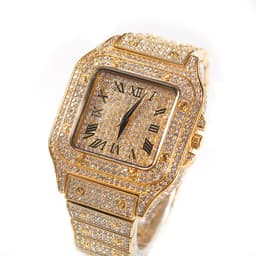 image-Men's Square Quartz Watch - Gold 45mm Roman Dial