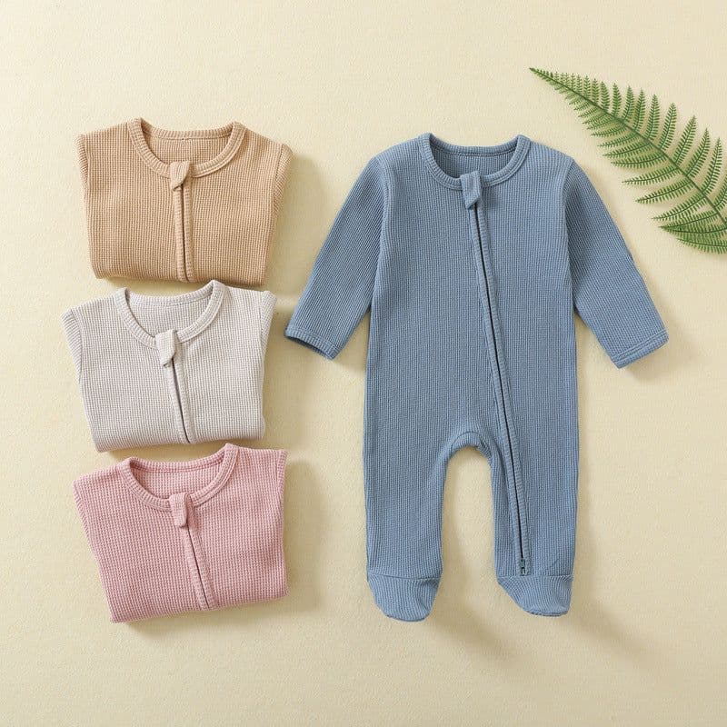 image-KDFN Baby Jumpsuit Long Sleeve Zipper Pale Pink