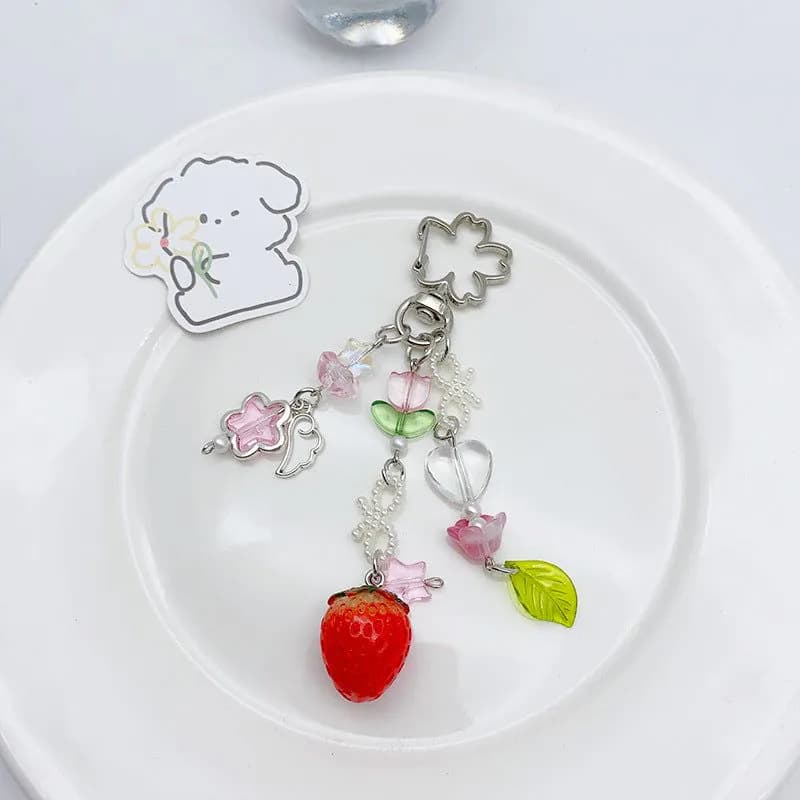 image-Original jewelry cute strawberry pendant keychain