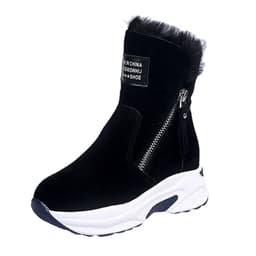image-Meixinwang Snow Boots Women Black Round Toe Zipper
