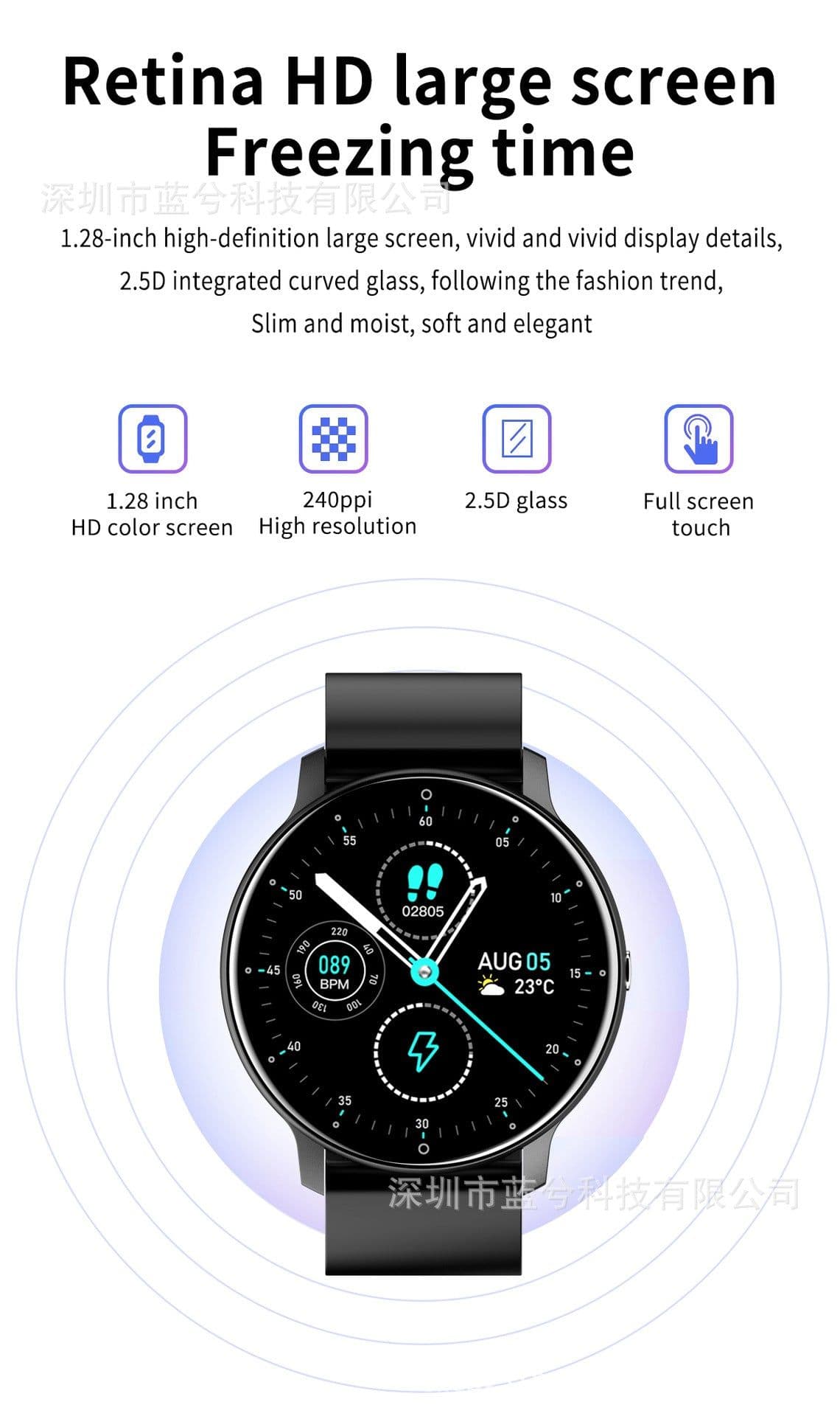 image-lormocat ZL02D Smart Watch - Yellow Heart Rate Blood Oxygen Monitor 1.28" IPS Screen