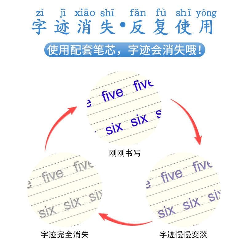 image-Cross-border e-commerce French copybook children's hard pen groove word sticker magic can be eliminated practice copybook control pen training