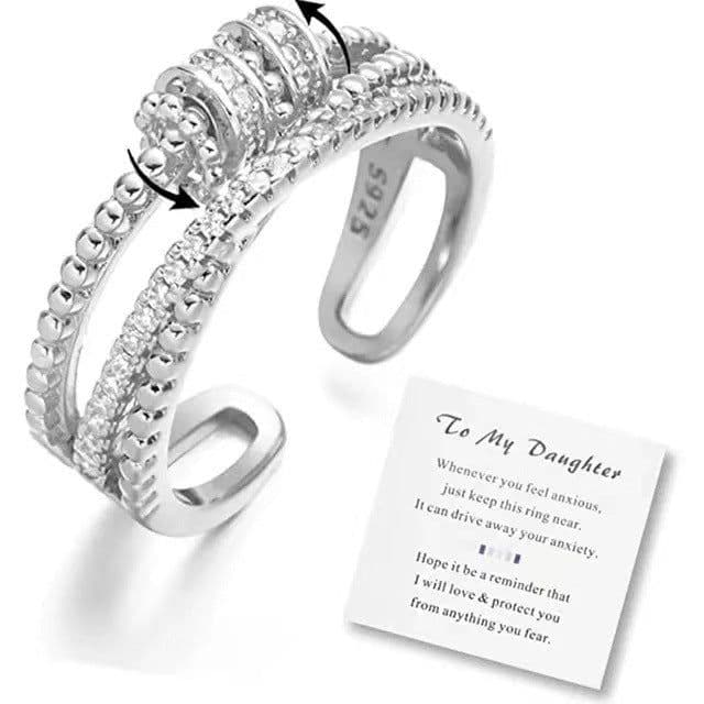 image-Zircon Ring - White Gold Adjustable Geometric Open