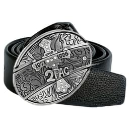 image-Men's Belt Knife - Trendy PU Leather, Alloy Buckle, 130cm