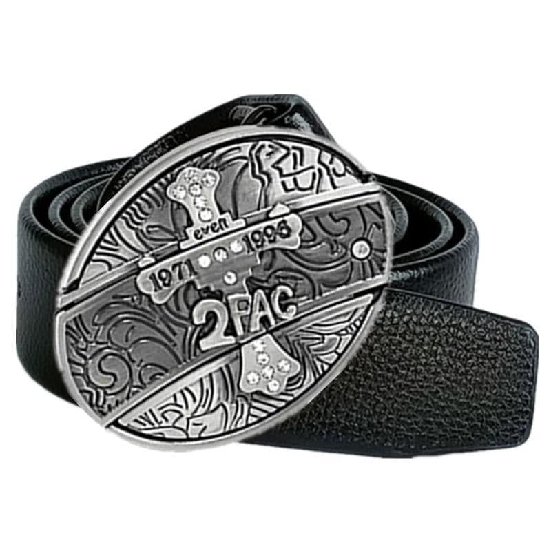 image-Men's Belt Knife - Trendy PU Leather, Alloy Buckle, 130cm