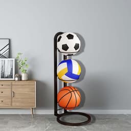image-Five-layer basketball stand, three-layer and four-layer assembled ball rack, wrought iron rust-resistant storage rack, storage rack for organizing sports equipment