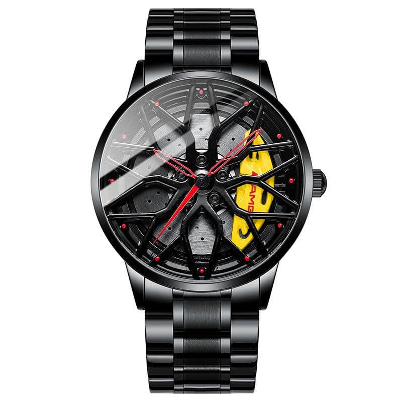 image-SVJ Men's Quartz Watch - 3D Hollow Forged Wheel Design