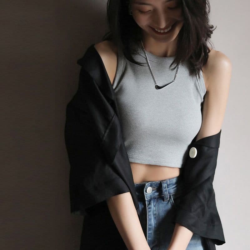 image-Net red short black bottoming thread camisole women's summer inner wear sleeveless design sense outer wear top trendy small