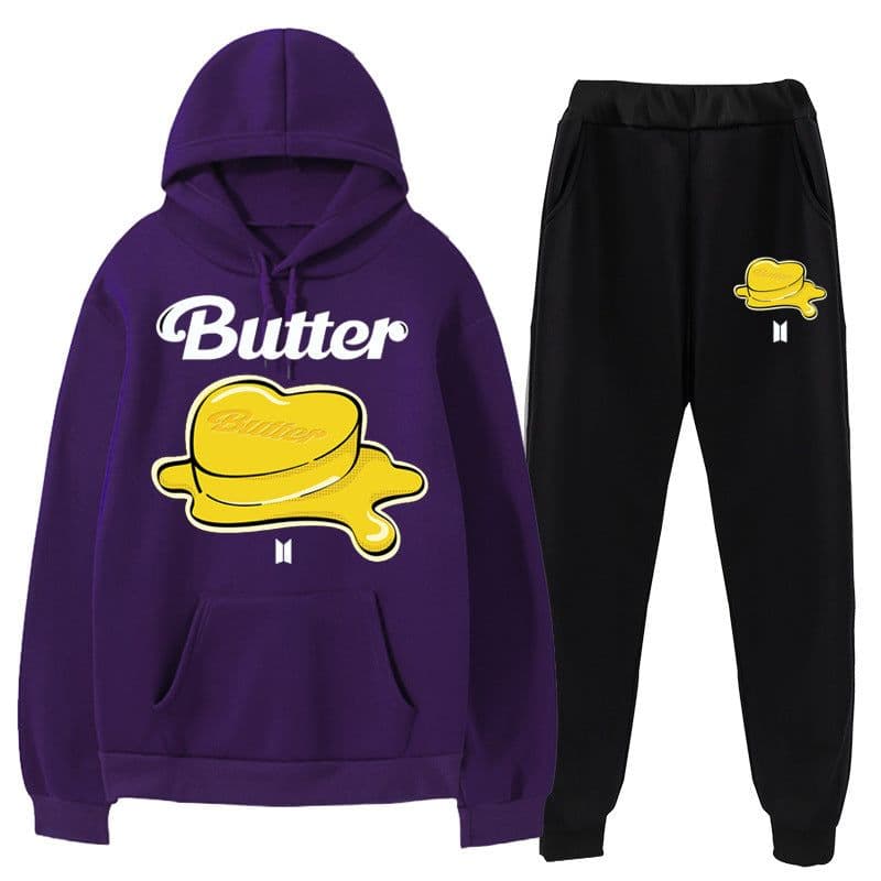 image-kpop new hooded suit men and women butter tubber sweater + sweatpants men's pullover hoodie pants
