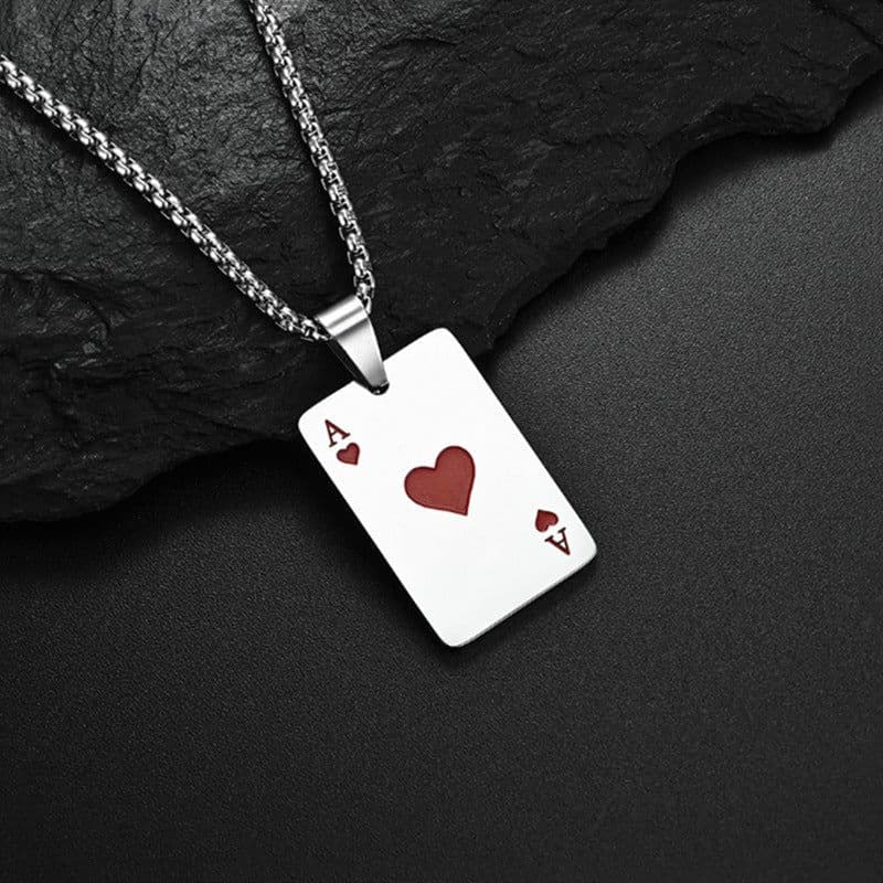 image-Yousu Spades Necklace Pendant - Ace of Hearts Titanium Steel