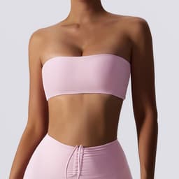 image-Strapless Sports Bra Tube Top Nylon - Nude