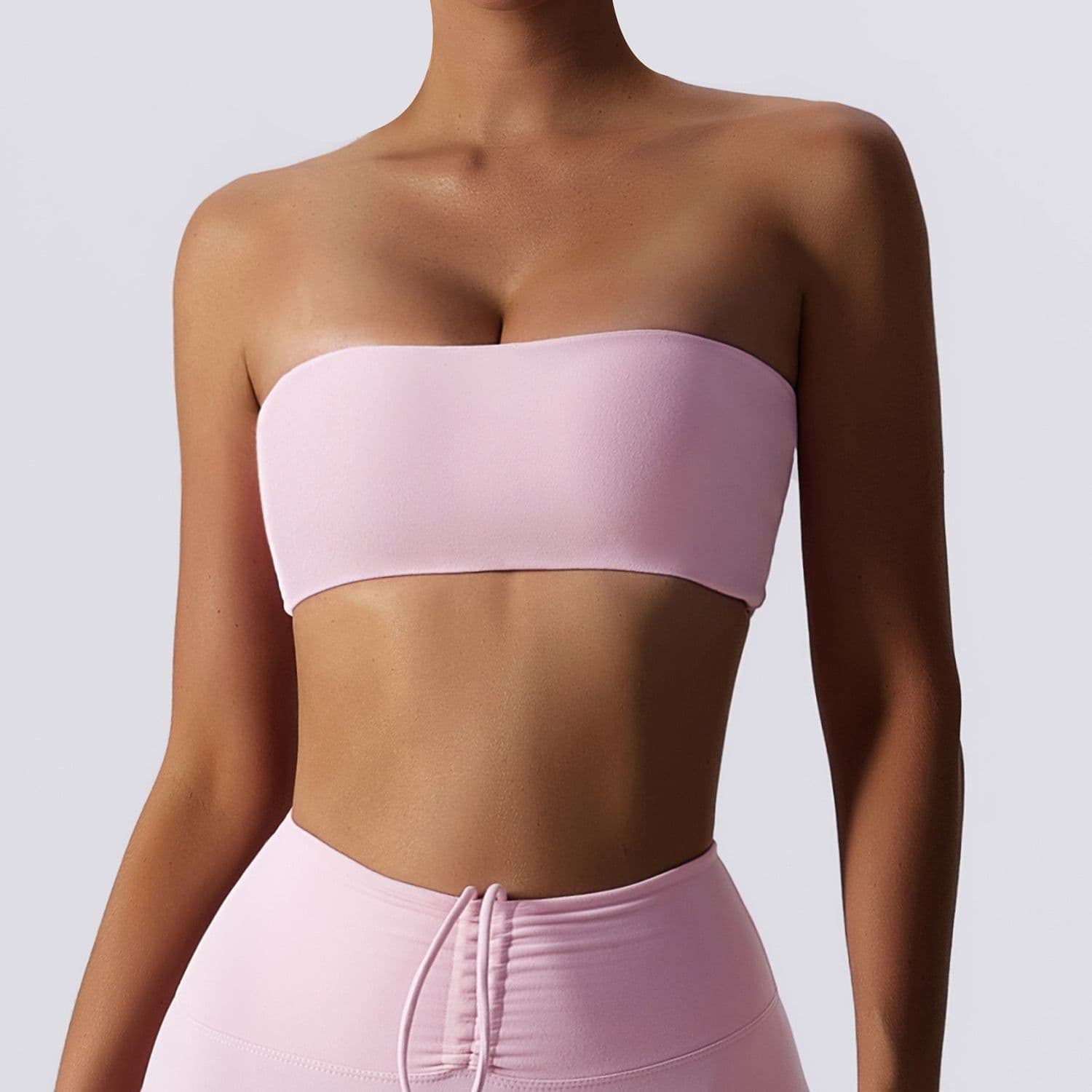 image-Strapless Sports Bra Tube Top Nylon - Nude