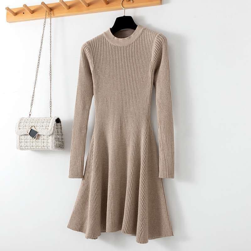 image-Autumn 2022 A-line Knitted Skirt - Women's Slim Fit Long Sleeve (65 characters)