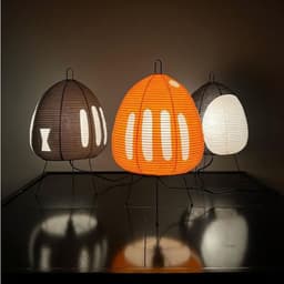 image-Japanese Noguchi Akari Rice Paper Floor Lamp Wabi-Sabi Style 1A Metal Orange