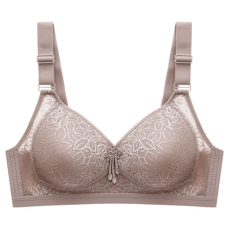 image-Large size thin section no steel ring comfortable breathable adjustable underwear big breasts show small side gathered mother's bra