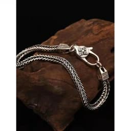 image-Silver Retro Bracelet Men Six-Word Chopin Chain Trend