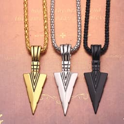 image-Cross-border European and American personality triangle spearhead men's necklace retro arrow necklace pendant jewelry accessories