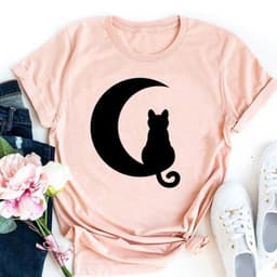 image-Cute Cat Print T-Shirt - Milk Silk 5XL Short Sleeve