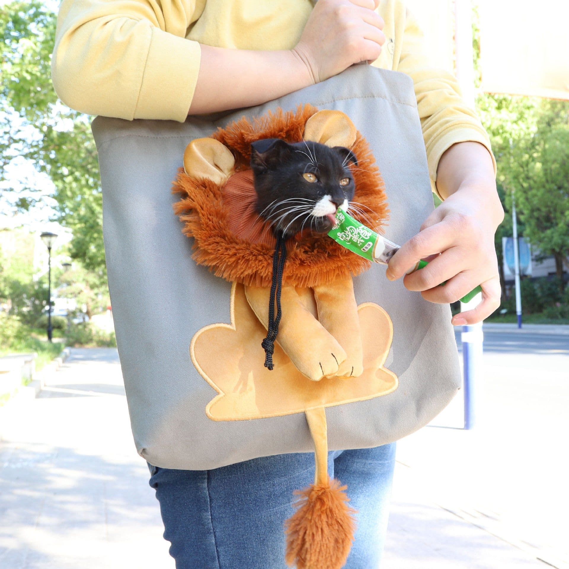 image-Canvas Pet Tote Bag - Light Green Animal Print