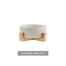 image-Hangyi Ceramics Double Bowl Pet Dish - Wooden Frame, Anti-Knock - 24 Pack
