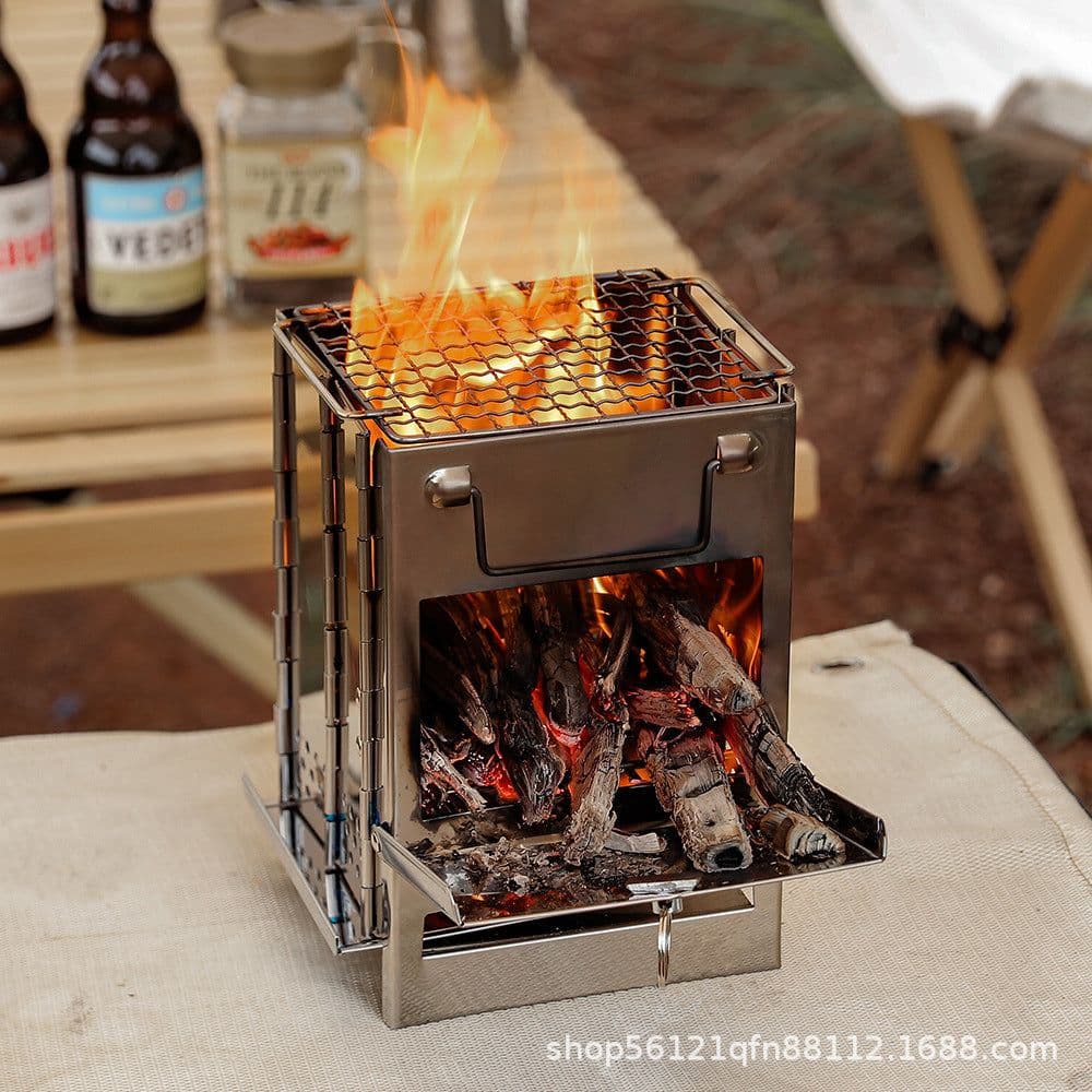 image-Outdoor Windproof Folding BBQ Stove Portable Stainless Steel