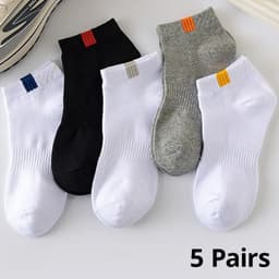 image-Men's Ankle Socks - Breathable Cotton Sports Socks