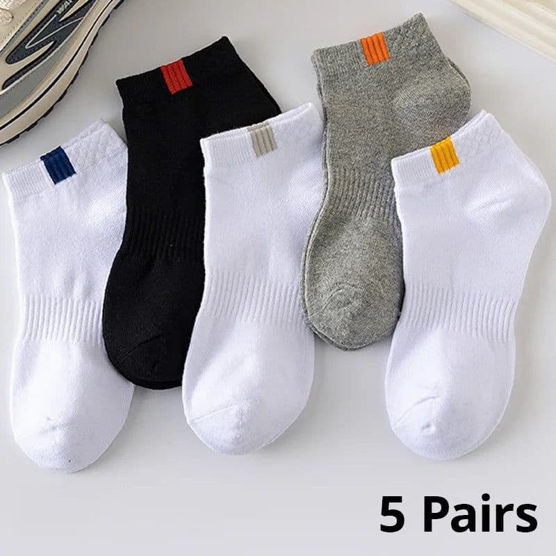 image-Men's Ankle Socks - Breathable Cotton Sports Socks