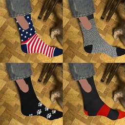 image-Socks - Black Red Stripes Cotton Mid-Tube