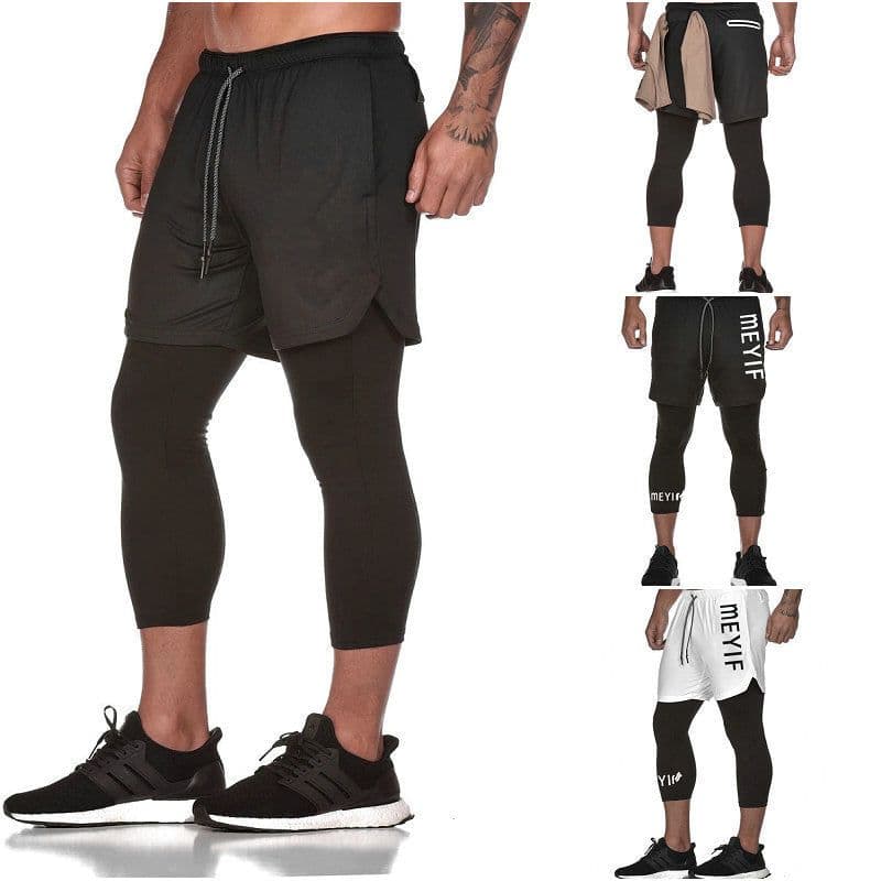 image-Men's BALLGUA Gym Pants - Fitness Running Tights, 85% Polyester, Multiple Pockets