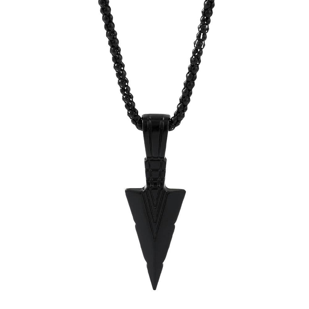 image-Cross-border European and American personality triangle spearhead men's necklace retro arrow necklace pendant jewelry accessories